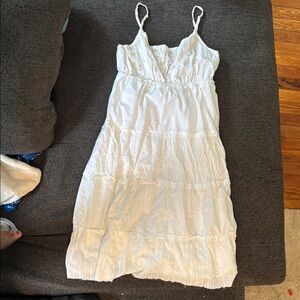 SO White Ruffled Tiered Midi Sundress